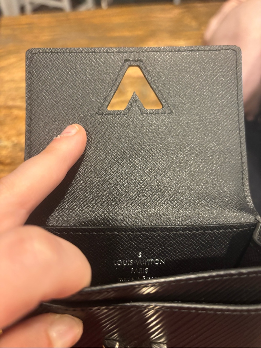 Louis Vuitton Black Epi Leather Card Holder with Silver LV Emblem - Picture 3 of 5